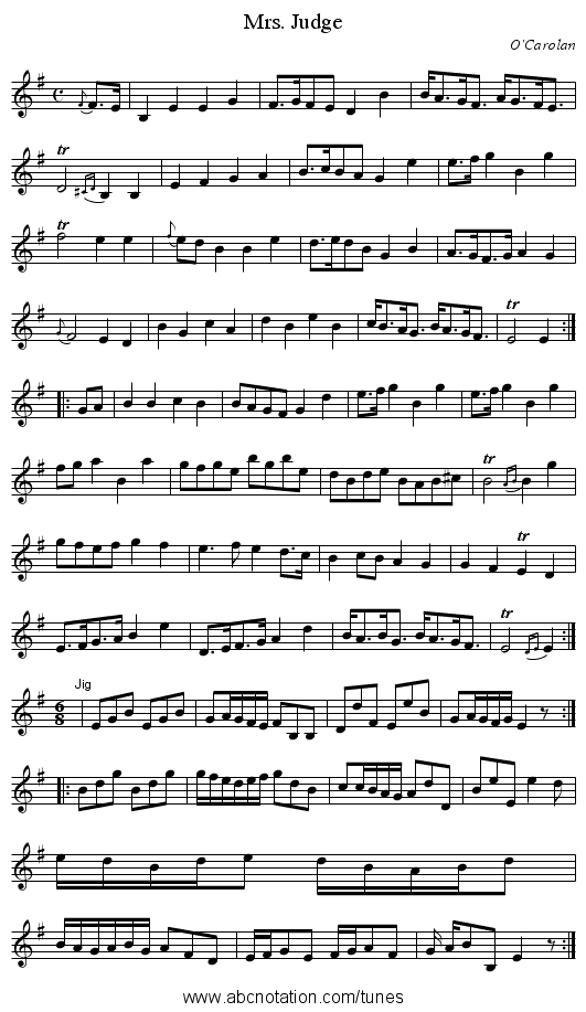 Mrs. Judge - staff notation