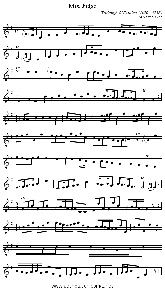 Mrs. Judge - staff notation