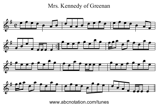 Mrs. Kennedy of Greenan - staff notation