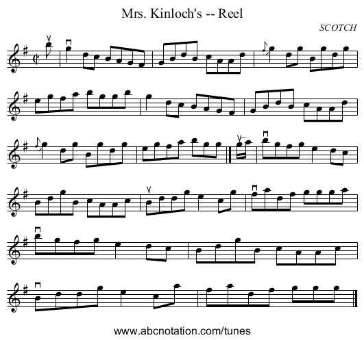 Mrs. Kinloch's -- Reel - staff notation