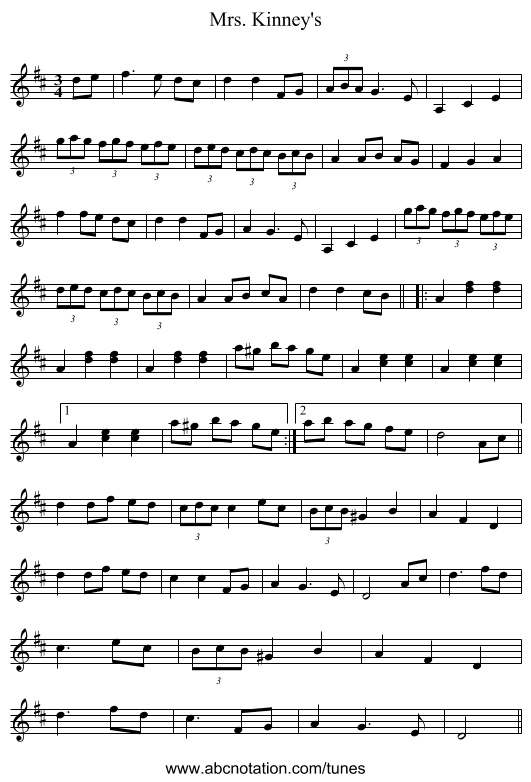 Mrs. Kinney's - staff notation