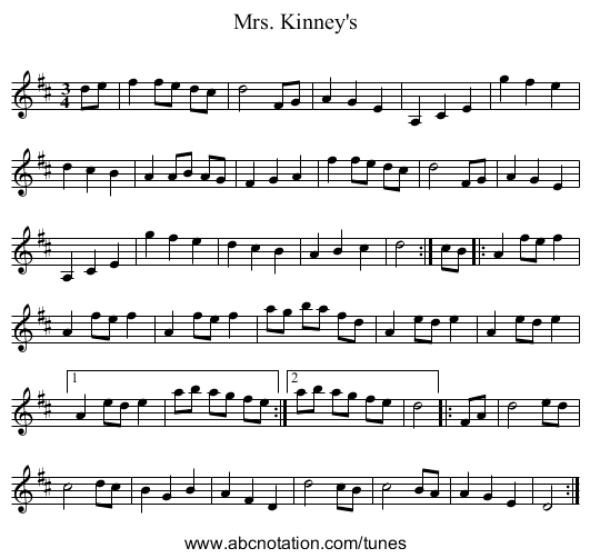 Mrs. Kinney's - staff notation
