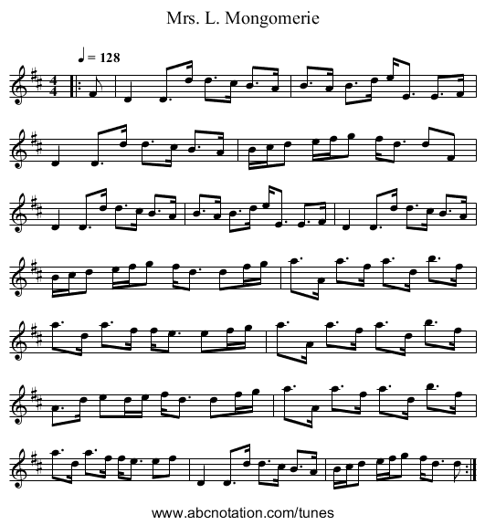 Mrs. L. Mongomerie - staff notation