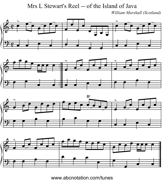 Mrs L Stewart's Reel -- of the Island of Java - staff notation