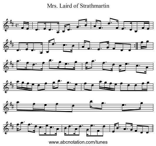 Mrs. Laird of Strathmartin - staff notation