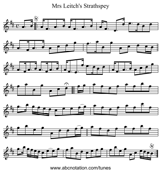 Mrs Leitch's Strathspey - staff notation