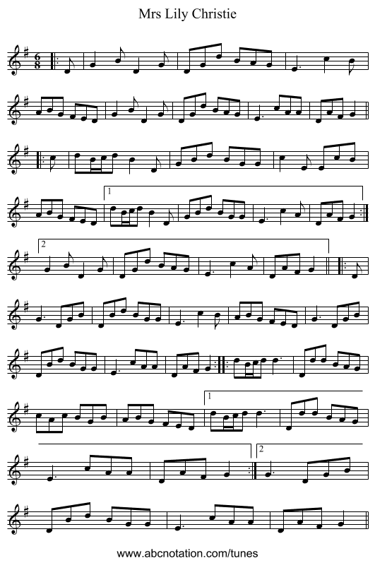 Mrs Lily Christie - staff notation