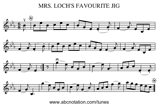 MRS. LOCH'S FAVOURITE JIG - staff notation