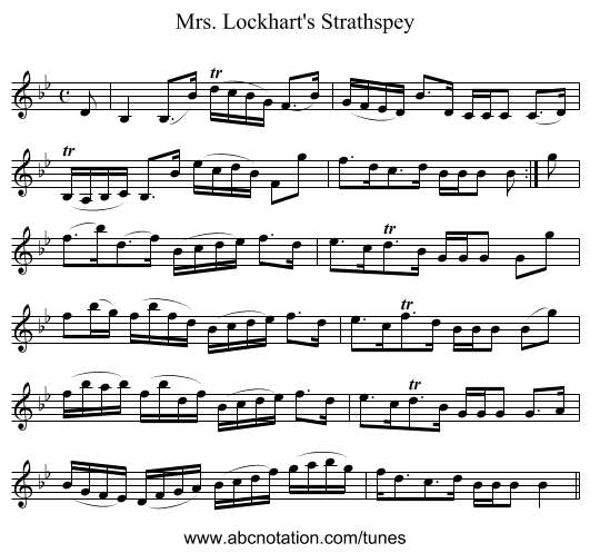 Mrs. Lockhart's Strathspey - staff notation