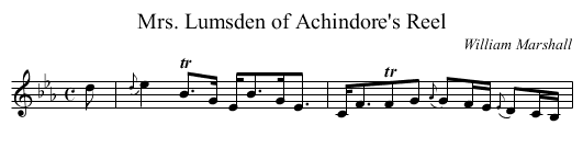 Mrs. Lumsden of Achindore's Reel - staff notation
