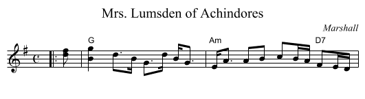 Mrs. Lumsden of Achindores - staff notation