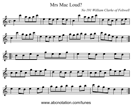 Mrs Mac Loud? - staff notation