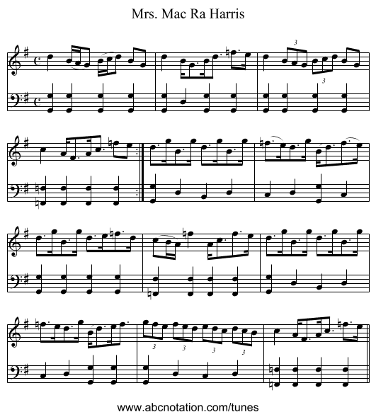 Mrs. Mac Ra Harris - staff notation