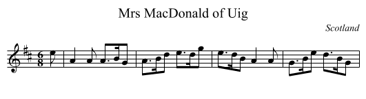 Mrs MacDonald of Uig - staff notation