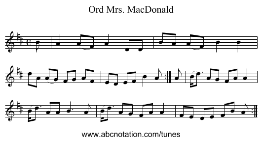 Mrs. MacDonald, Ord - staff notation