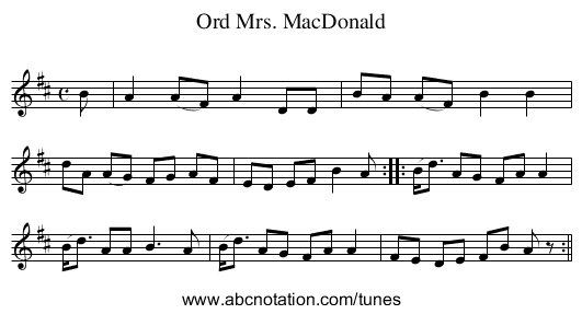 Mrs. MacDonald, Ord - staff notation