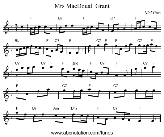 Mrs MacDouall Grant - staff notation
