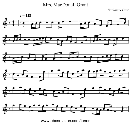 Mrs. MacDouall Grant - staff notation