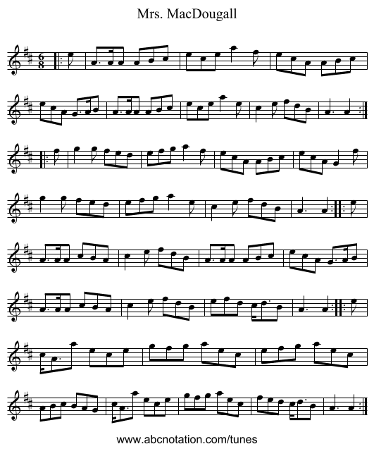 Mrs. MacDougall - staff notation