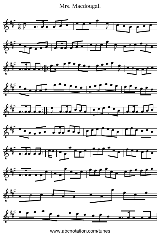 Mrs. Macdougall - staff notation