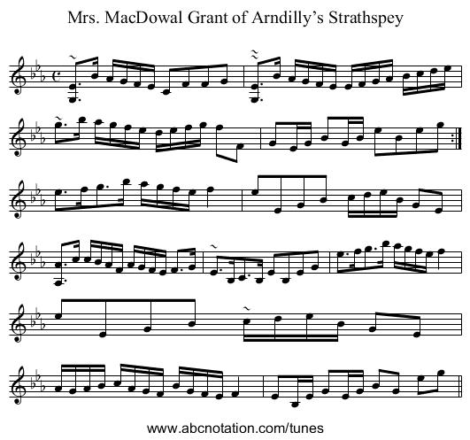 Mrs. MacDowal Grant of Arndilly’s Strathspey - staff notation