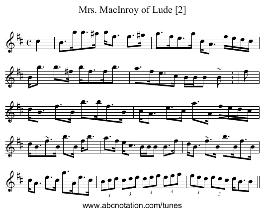 Mrs. MacInroy of Lude [2] - staff notation