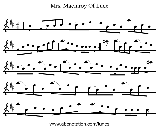 Mrs. MacInroy Of Lude - staff notation