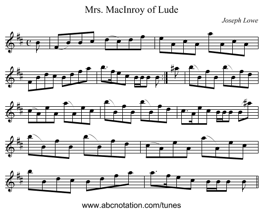 Mrs. MacInroy of Lude - staff notation