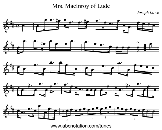 Mrs. MacInroy of Lude - staff notation