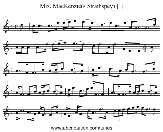 Mrs. MacKenzie(s Strathspey) [1] - staff notation