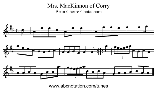 Mrs. MacKinnon of Corry - staff notation