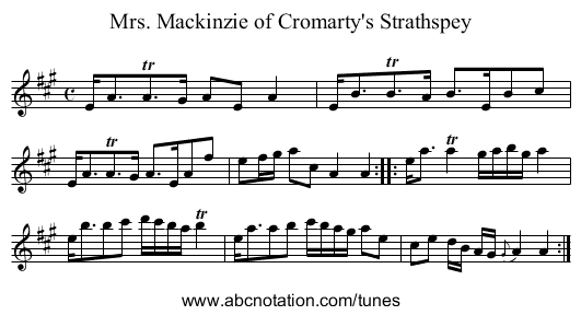 Mrs. Mackinzie of Cromarty's Strathspey - staff notation