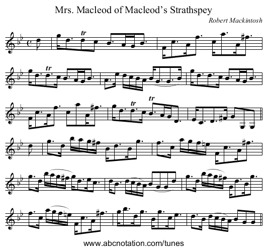 Mrs. Macleod of Macleod’s Strathspey - staff notation