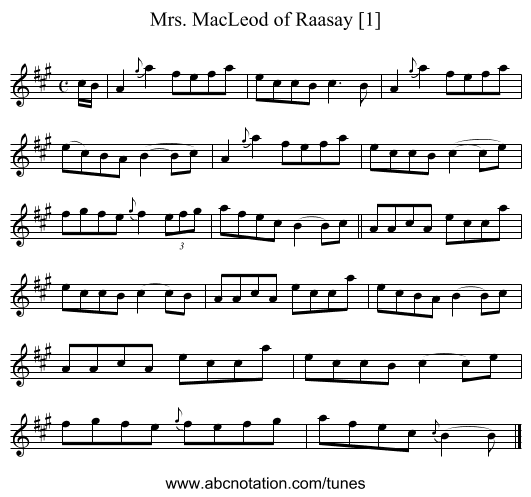 Mrs. MacLeod of Raasay [1] - staff notation