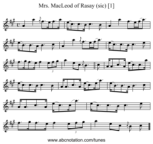 Mrs. MacLeod of Rasay (sic) [1] - staff notation