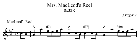Mrs. MacLeod's Reel - staff notation