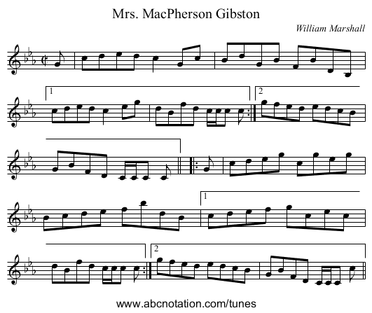 Mrs. MacPherson Gibston - staff notation