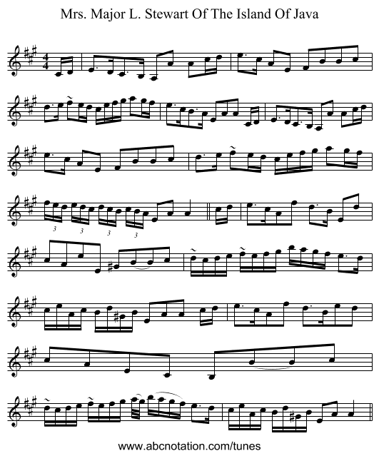Mrs. Major L. Stewart Of The Island Of Java - staff notation