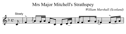 Mrs Major Mitchell's Strathspey - staff notation