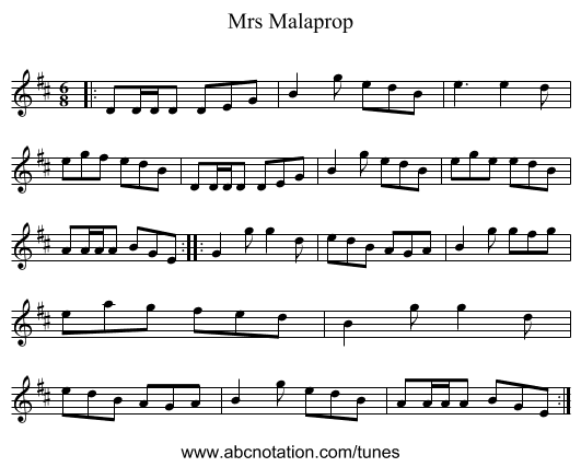 Mrs Malaprop - staff notation