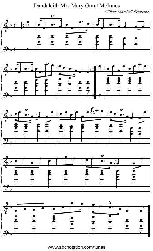Mrs Mary Grant McInnes, Dandaleith - staff notation