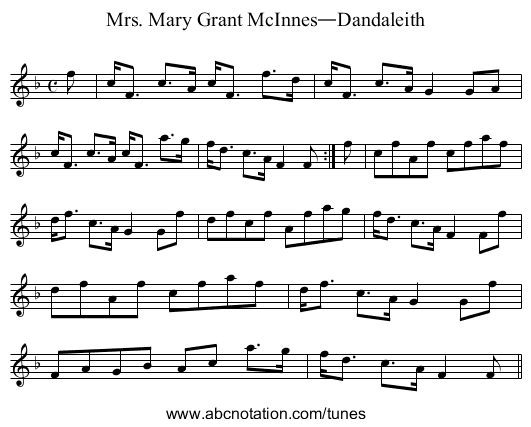 Mrs. Mary Grant McInnes—Dandaleith - staff notation
