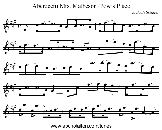 Mrs. Matheson (Powis Place, Aberdeen) - staff notation