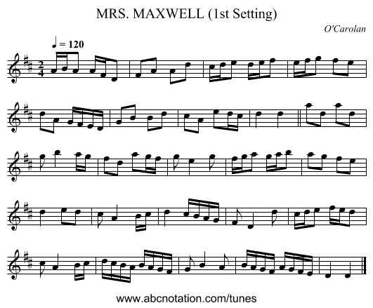 MRS. MAXWELL (1st Setting) - staff notation