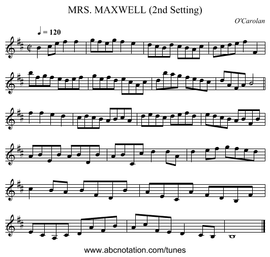MRS. MAXWELL (2nd Setting) - staff notation