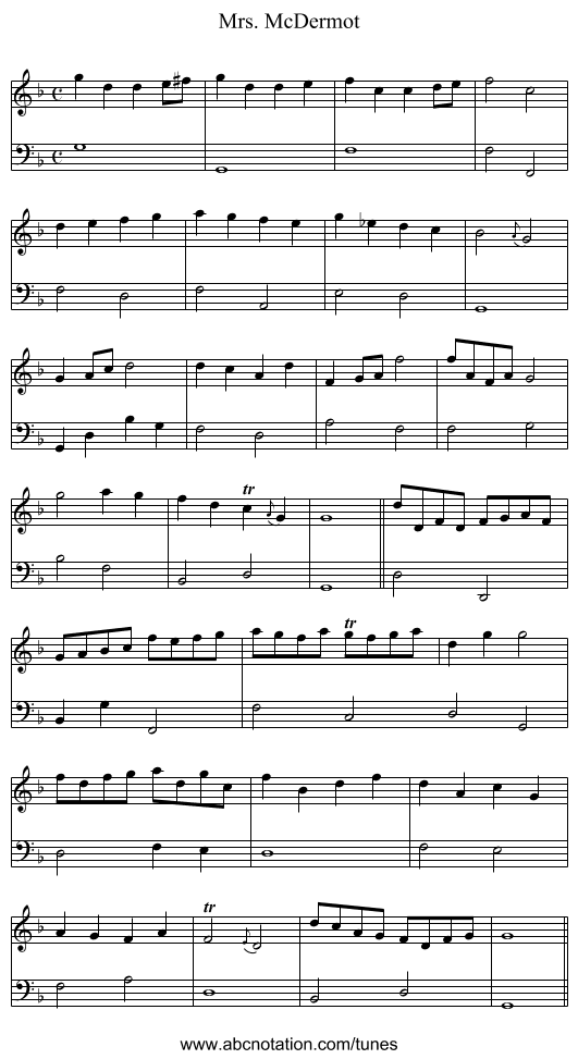 Mrs. McDermot - staff notation