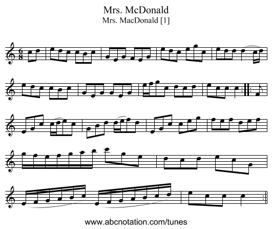 Mrs. McDonald - staff notation