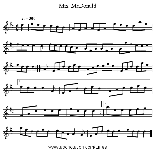 Mrs. McDonald - staff notation