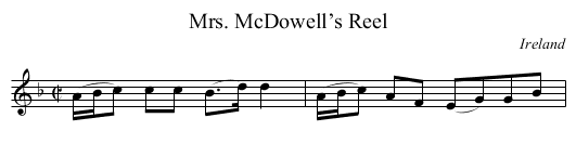 Mrs. McDowell’s Reel - staff notation