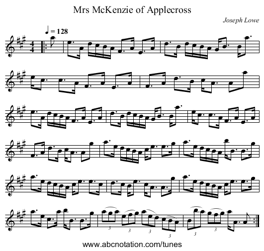 Mrs McKenzie of Applecross - staff notation